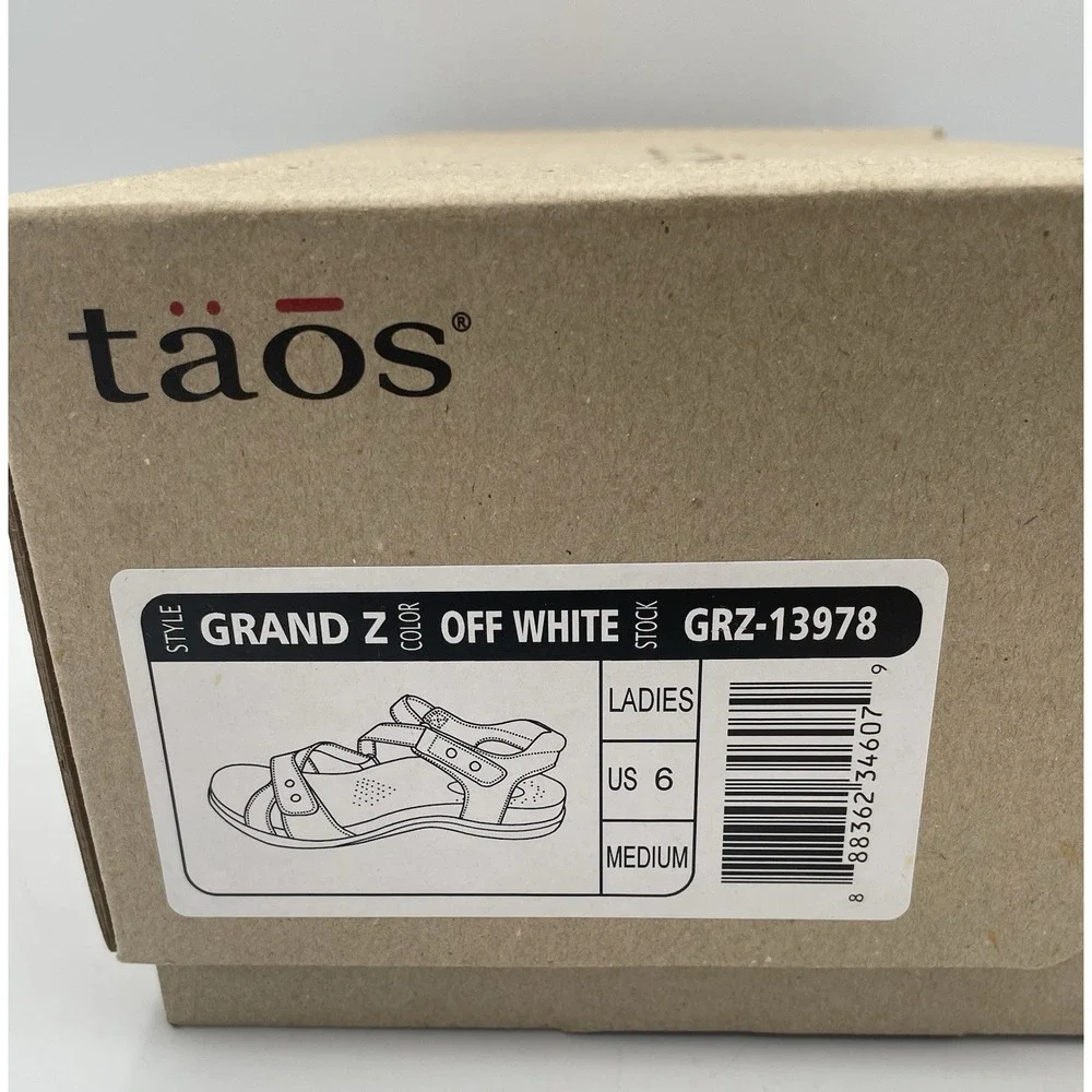 Taos Footwear Women's Leather Sandals Grand Z Off White 6M New In Box Comfort